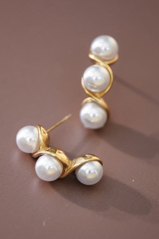 The Pearl Pressure Gold Climber Earrings