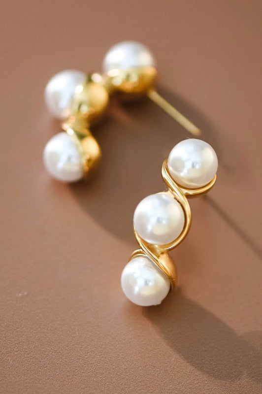 The Pearl Pressure Gold Climber Earrings