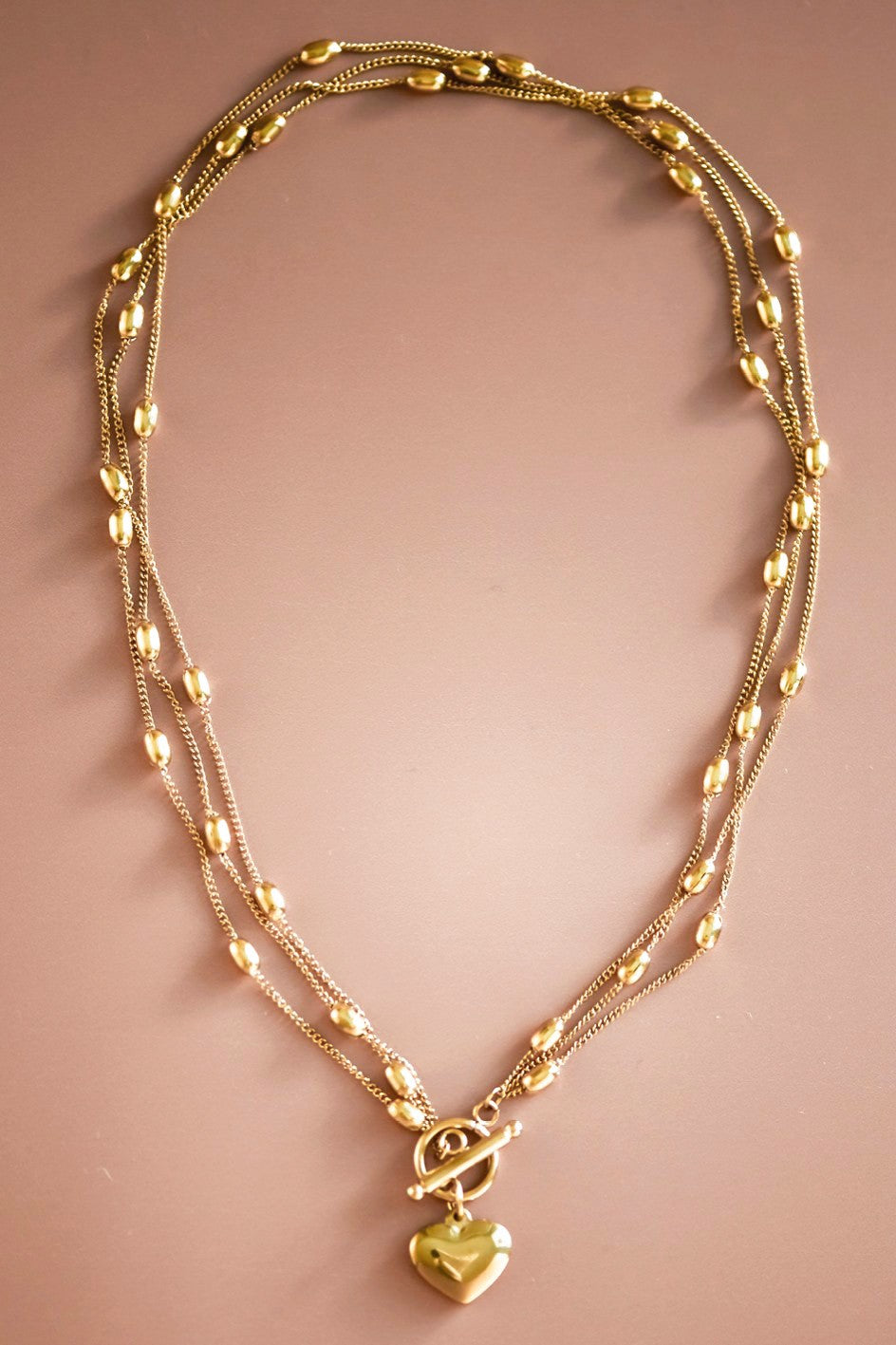 The Beaded Heart Gold Layered Necklace