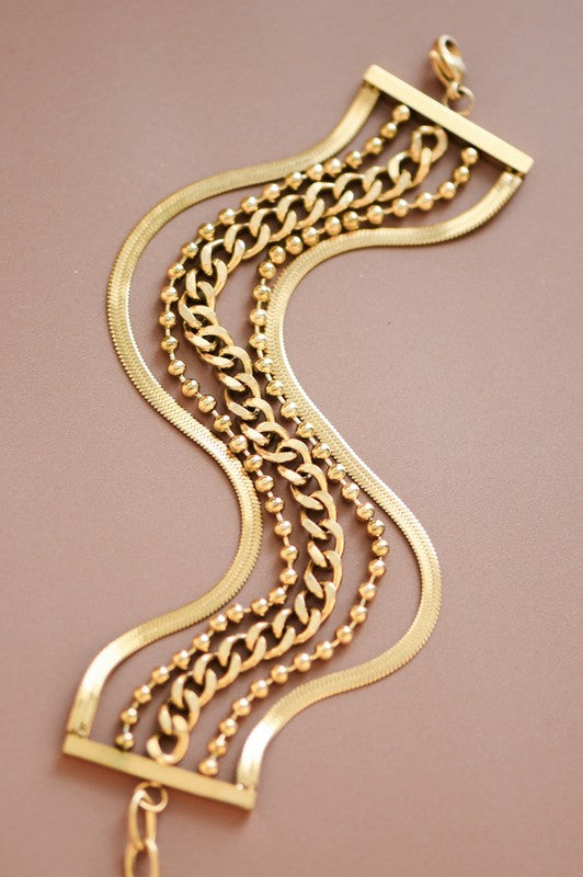Chunky Gold Layered Chain Bracelet
