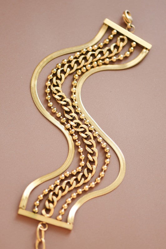 Chunky Gold Layered Chain Bracelet
