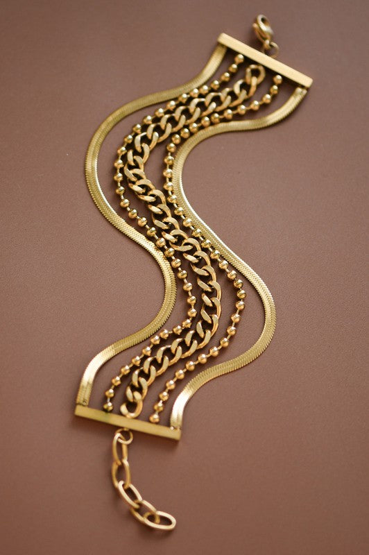 Chunky Gold Layered Chain Bracelet