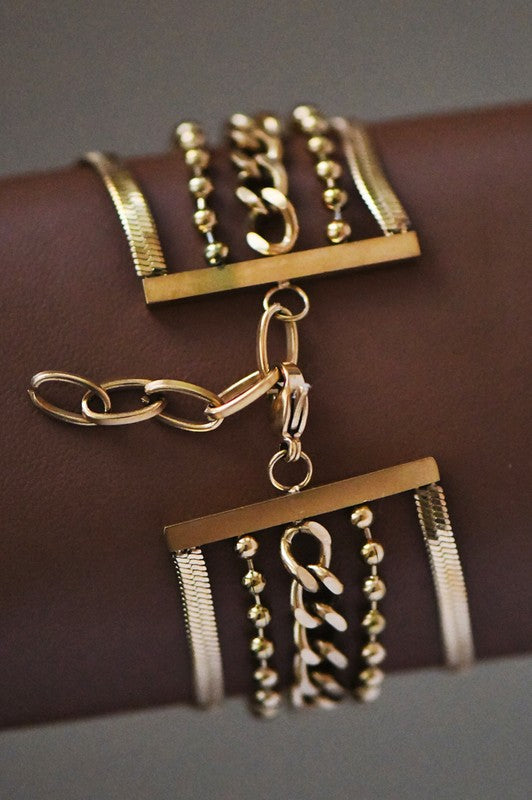 Chunky Gold Layered Chain Bracelet