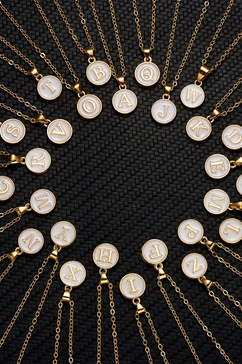 The Enamel Circle Initial Necklace