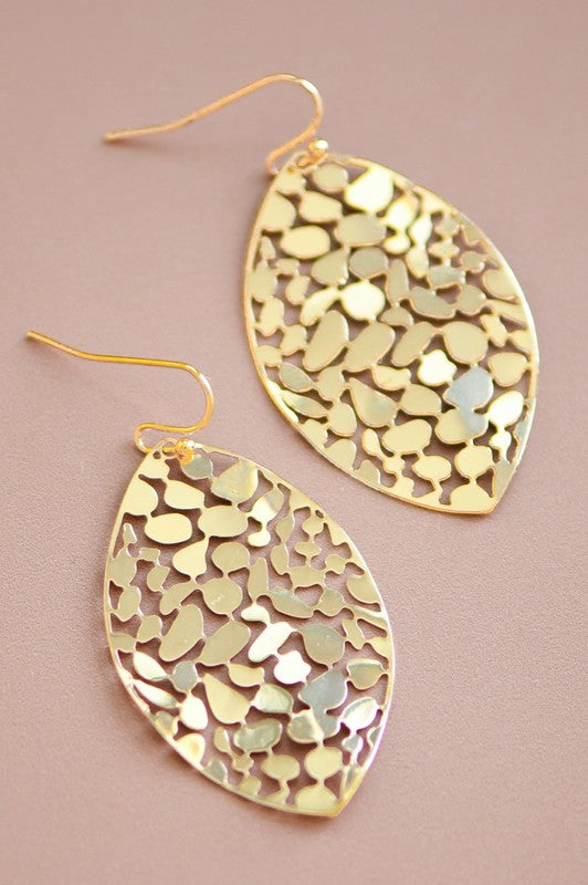 Gold Abstract Leaf Drop Earrings