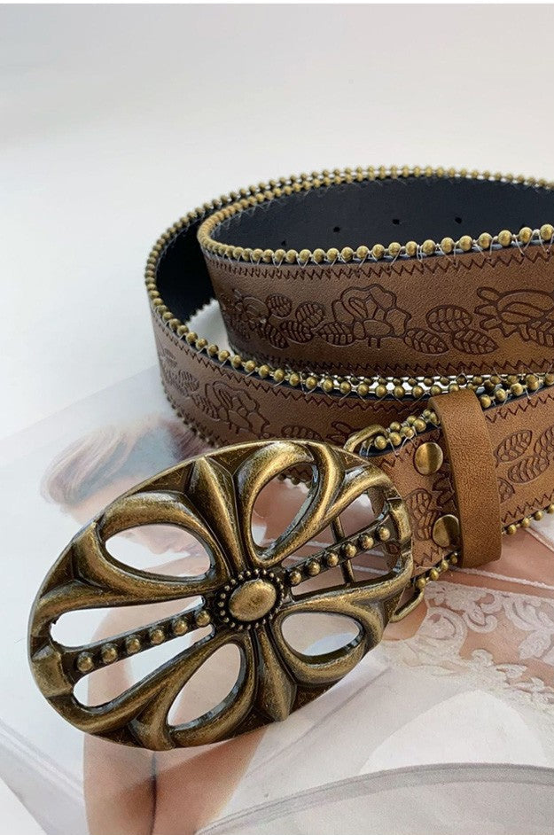 The Carved Big Buckle Western Belt