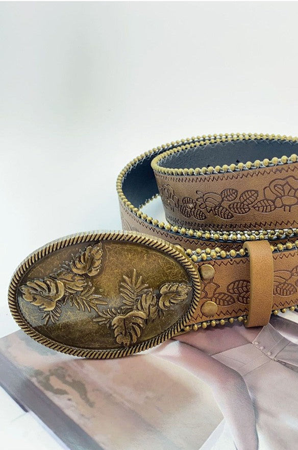 The Carved Big Buckle Western Belt