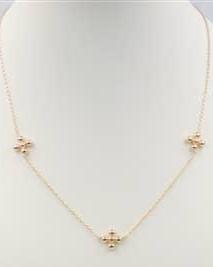 Gold Chain with Beaded Cross Shape 16"-18" Necklace
