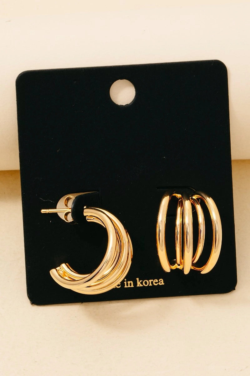 The Nikki Five Line Hoop Earrings