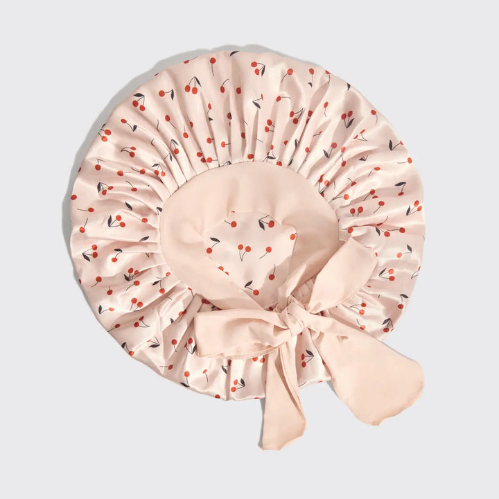 The Cherry Print Adjustable Satin Bonnett
