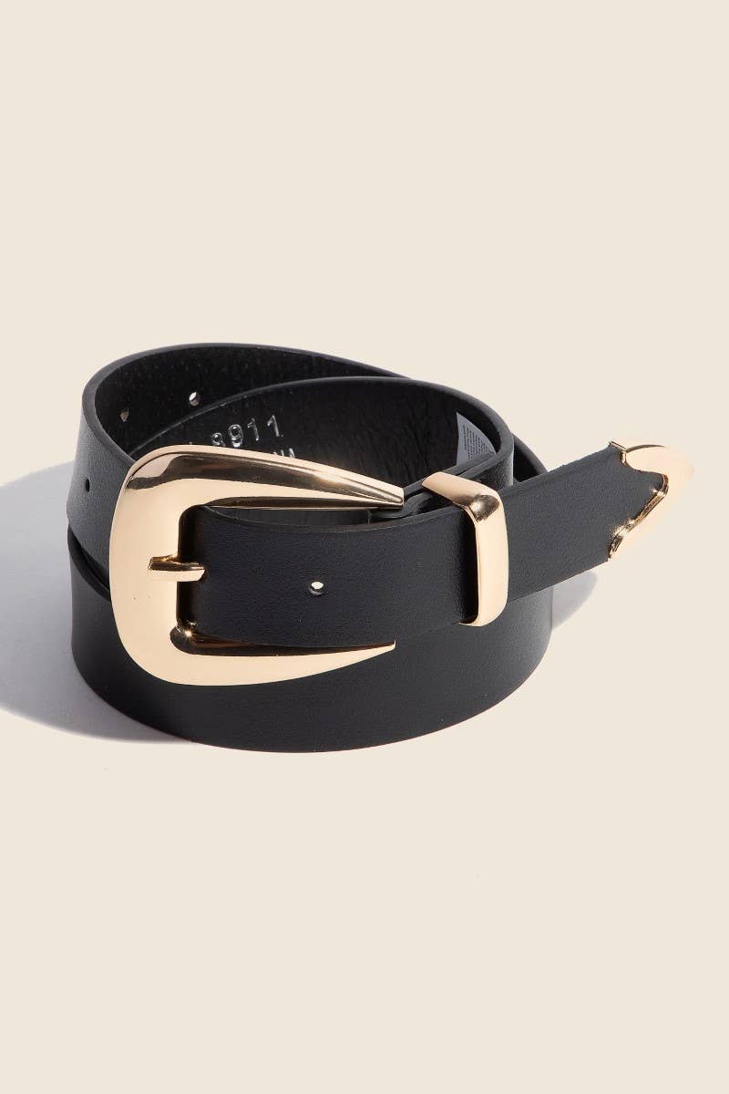 The Black Smooth Faux Leather Belt
