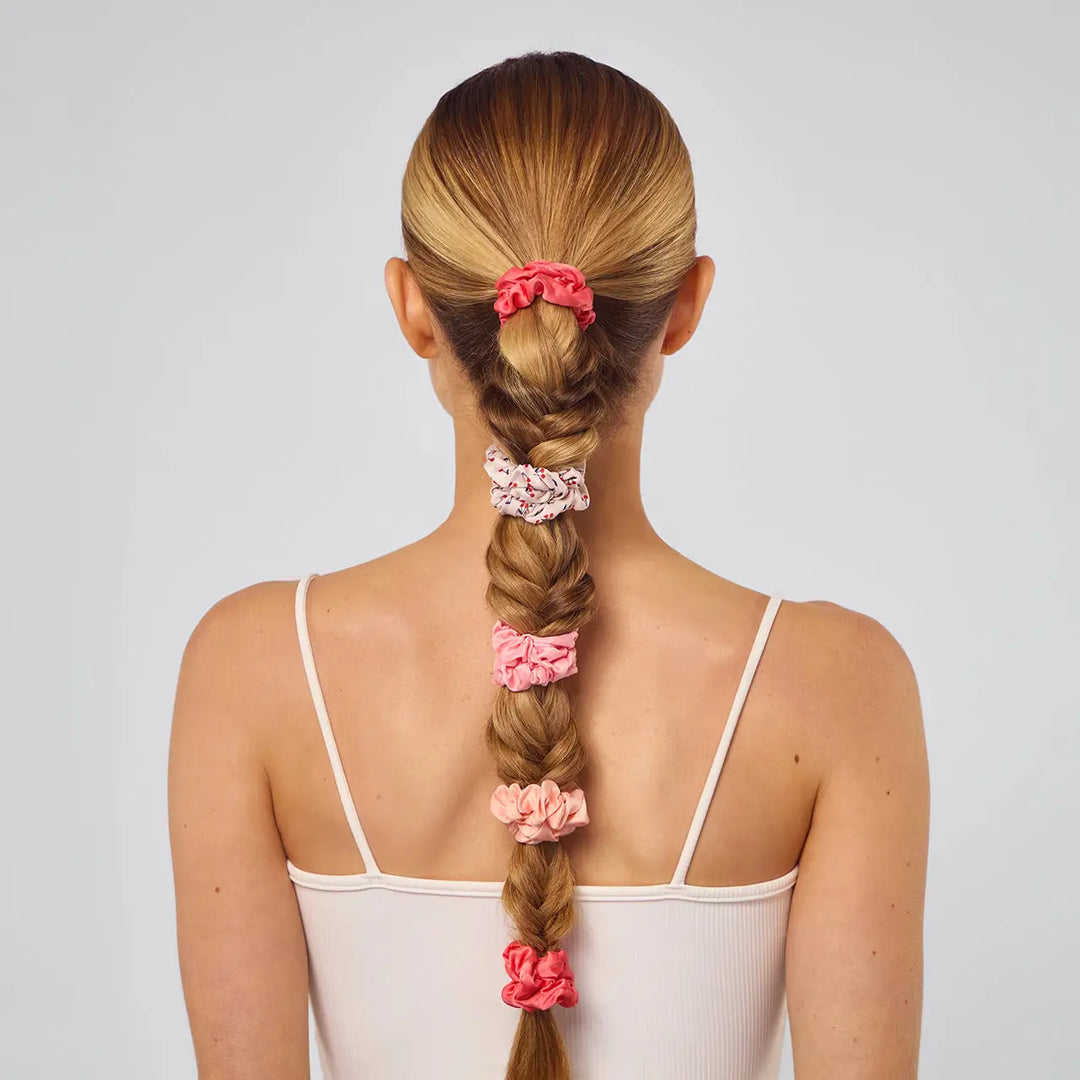 The Cherry Blossom Ruched Satin Scrunchie Set