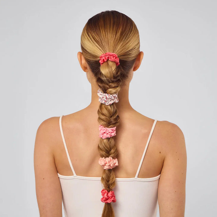 The Cherry Blossom Ruched Satin Scrunchie Set