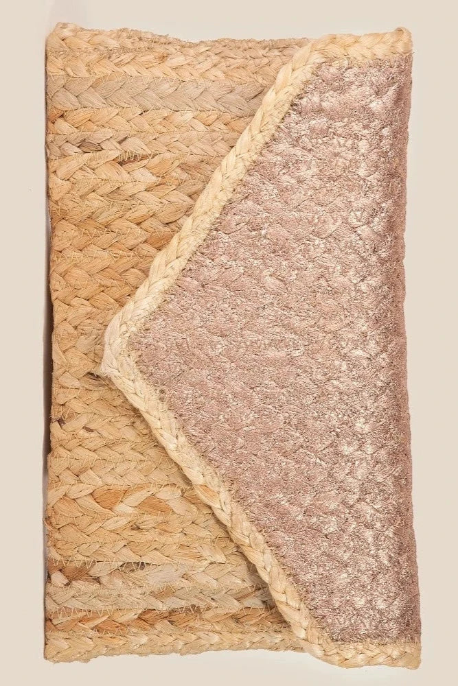 Metallic Accent Jute Envelope Clutch Bag