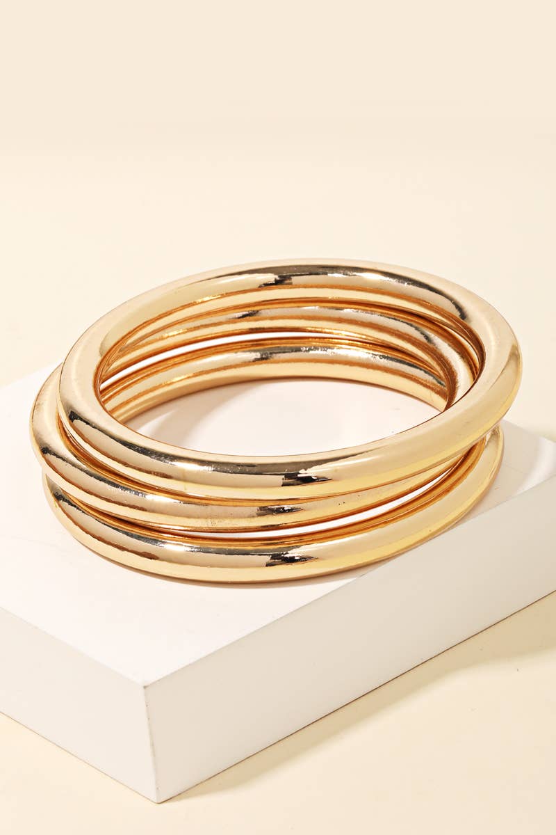The Gold Metallic Triple Bangle Bracelet