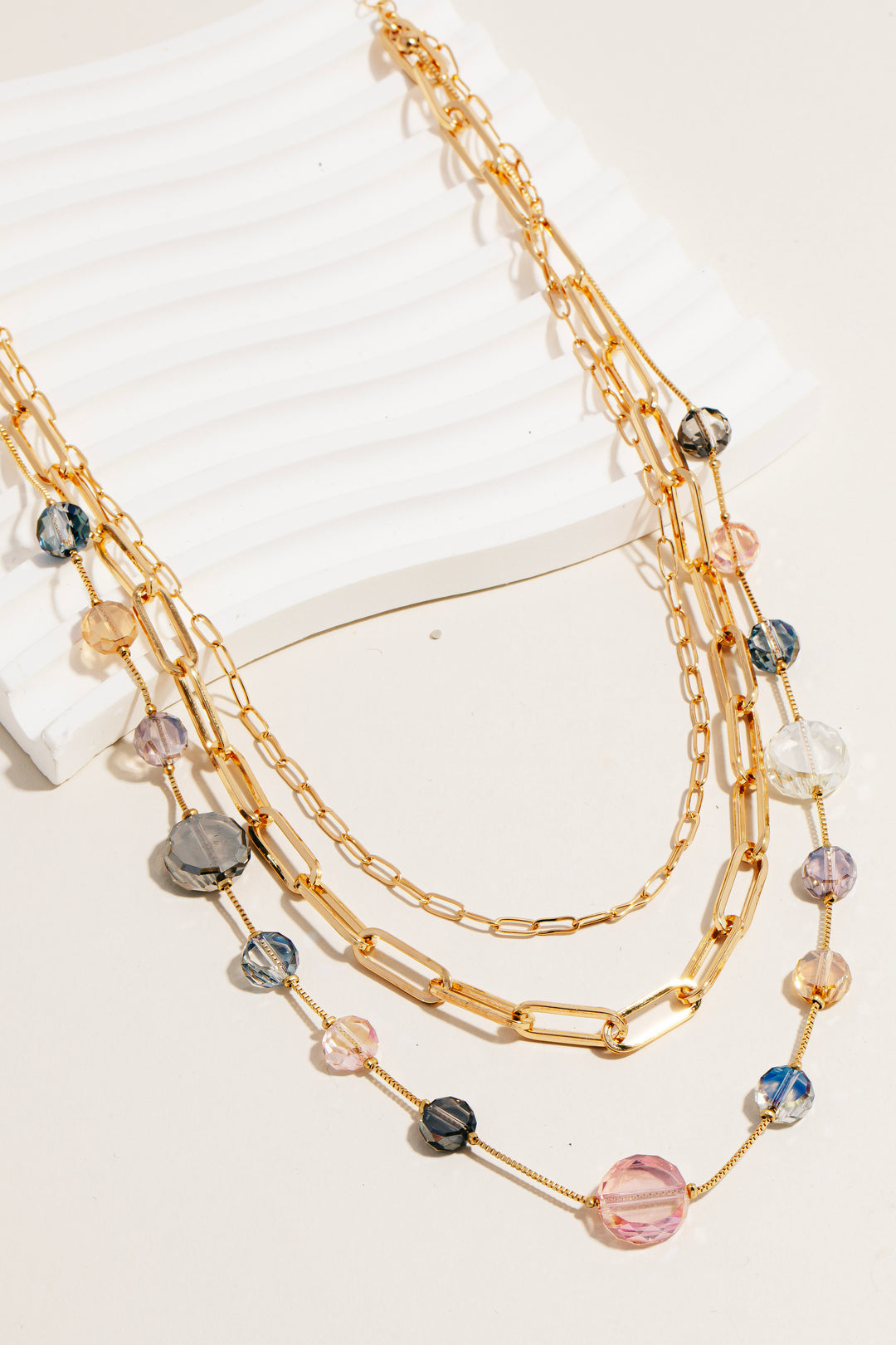 The Layered Rhinestone And Chains Necklace