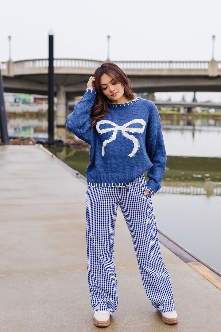 The Midnight Caller Bow Sweater Top
