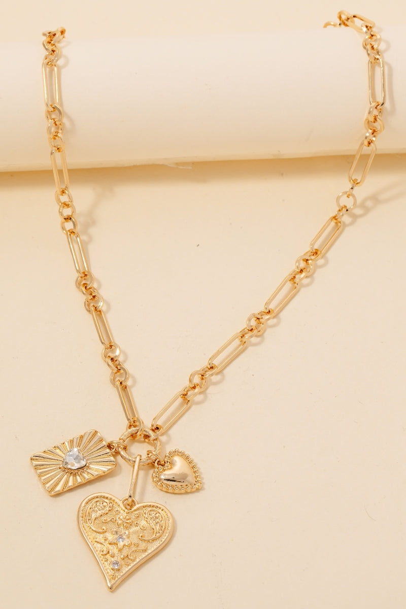 The Intricate Heart Charms Chain Necklace