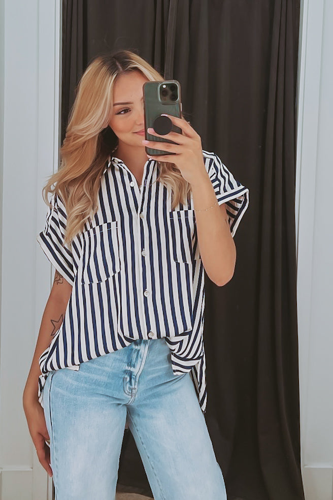 The Setting Sail Navy Striped Top