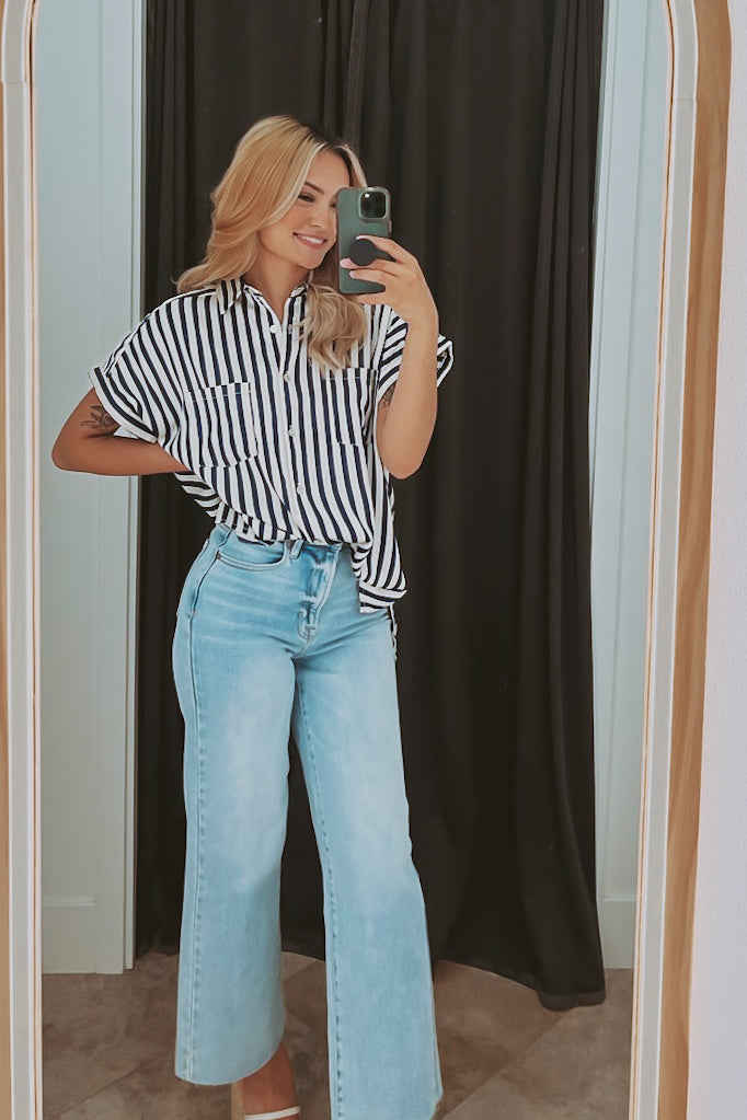 The Setting Sail Navy Striped Top