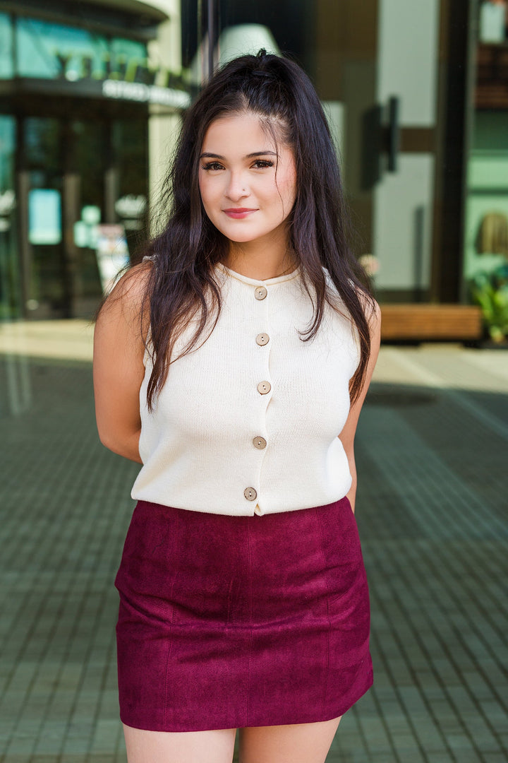 The Coffee Break Suede Mini Skirt