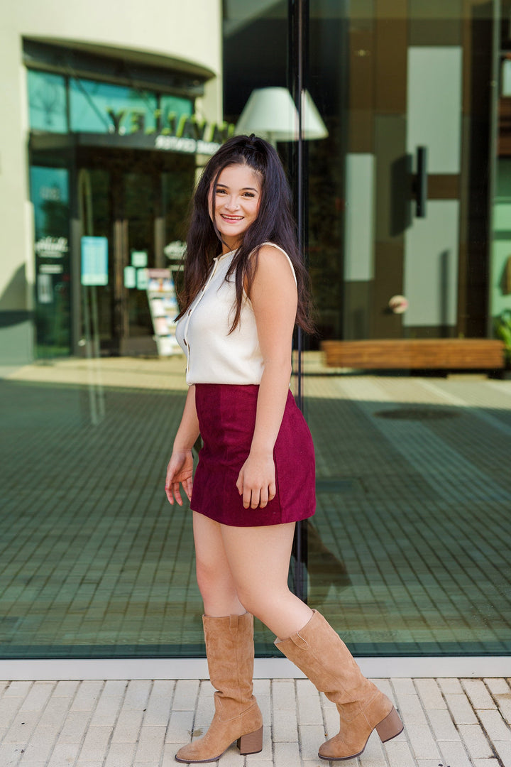 The Coffee Break Suede Mini Skirt