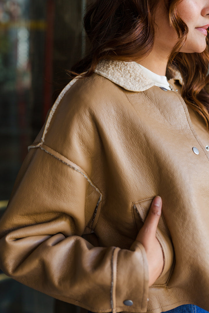 The Toffee Break Faux Leather Jacket