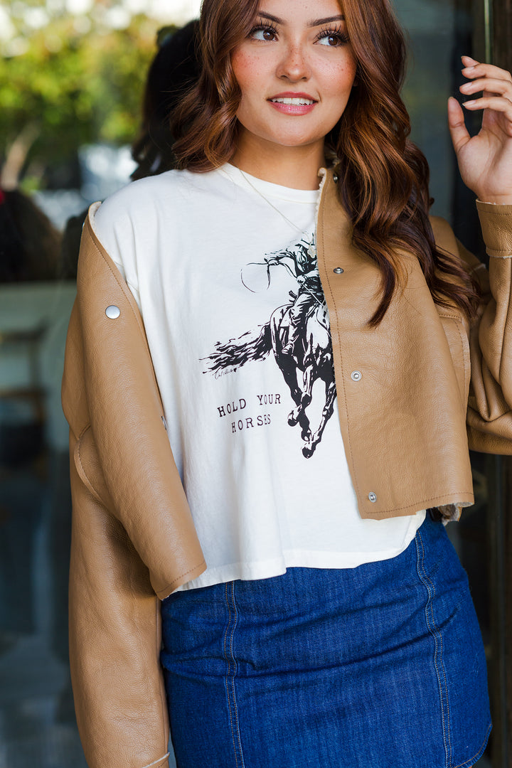 The Toffee Break Faux Leather Jacket