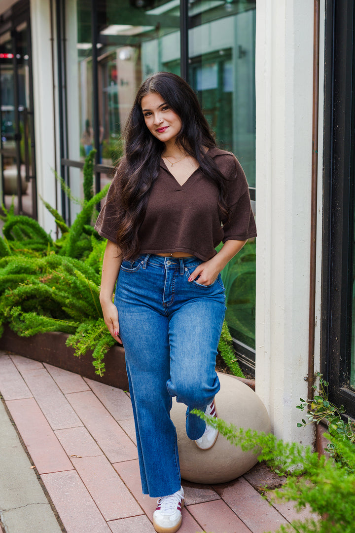 The Everything You Wanted Chocolate Brown Cropped Sweater