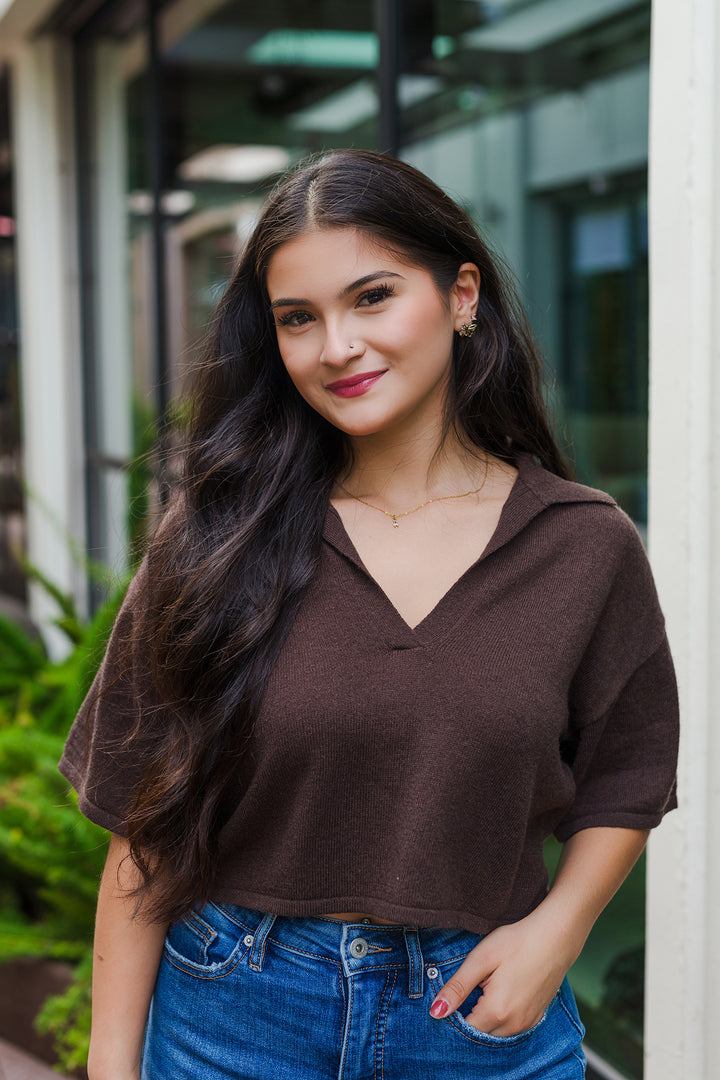 The Everything You Wanted Chocolate Brown Cropped Sweater