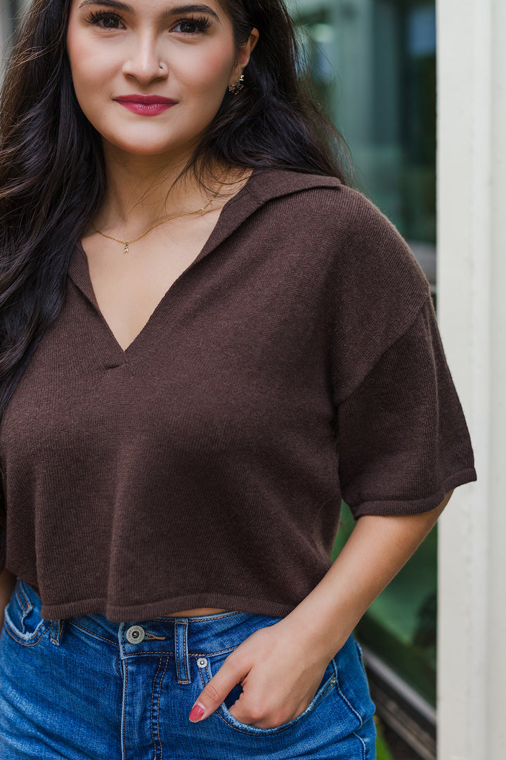 The Everything You Wanted Chocolate Brown Cropped Sweater