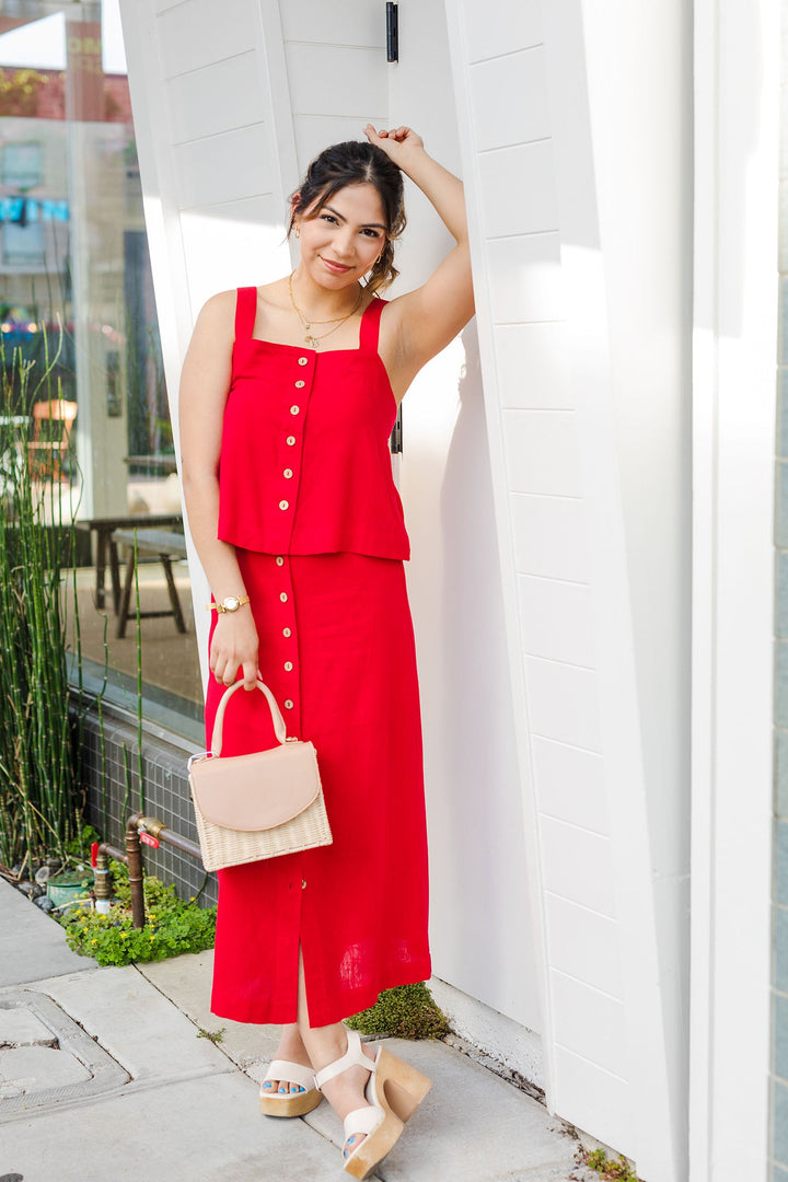 The Some Like It Hot Red Linen Tank Top