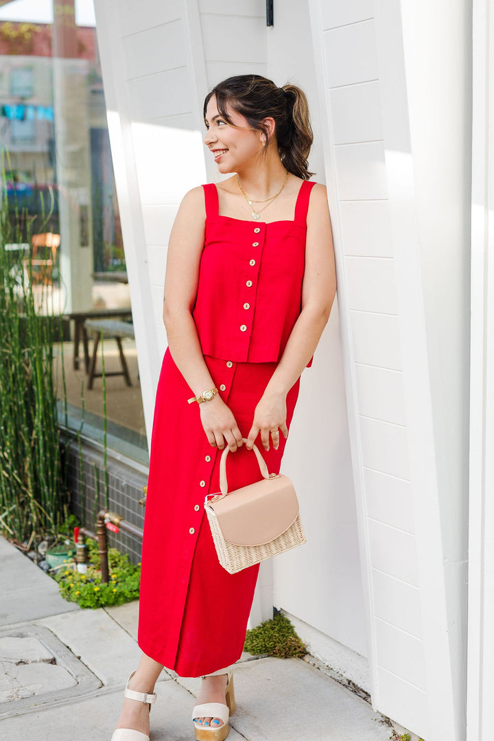 The Some Like It Hot Red Linen Tank Top