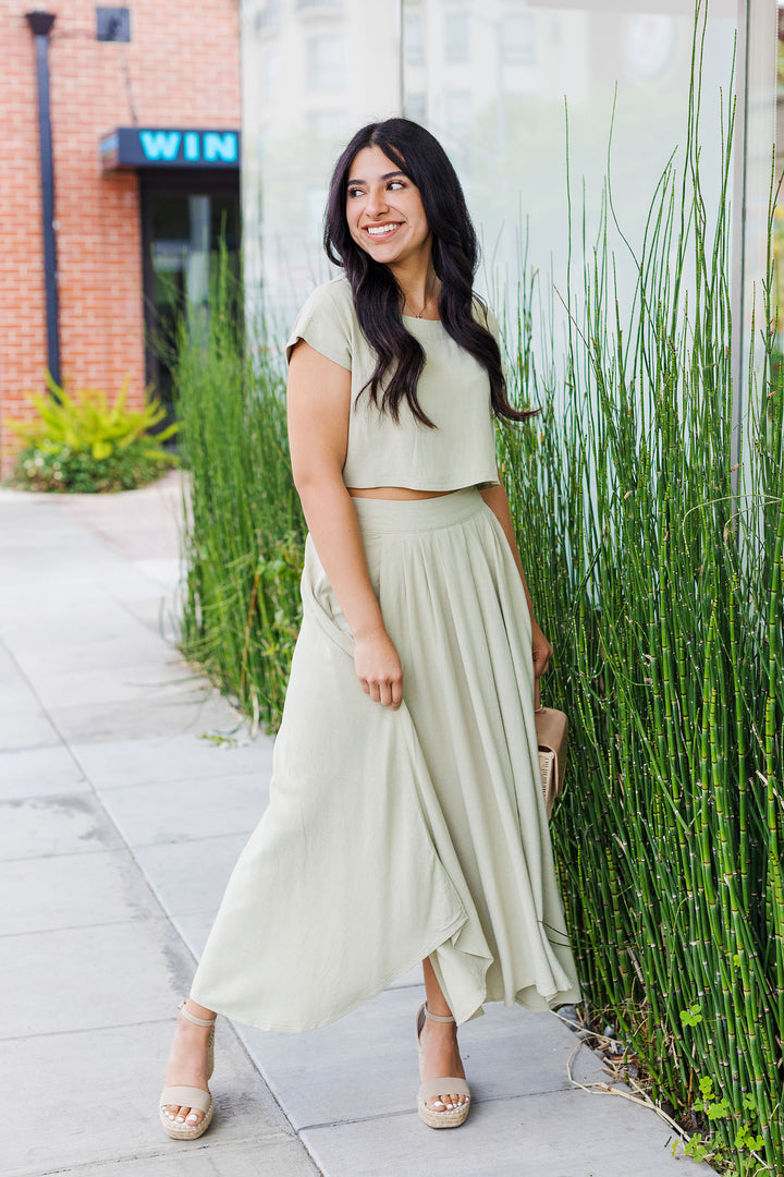 The Way Out West Linen Cropped Top