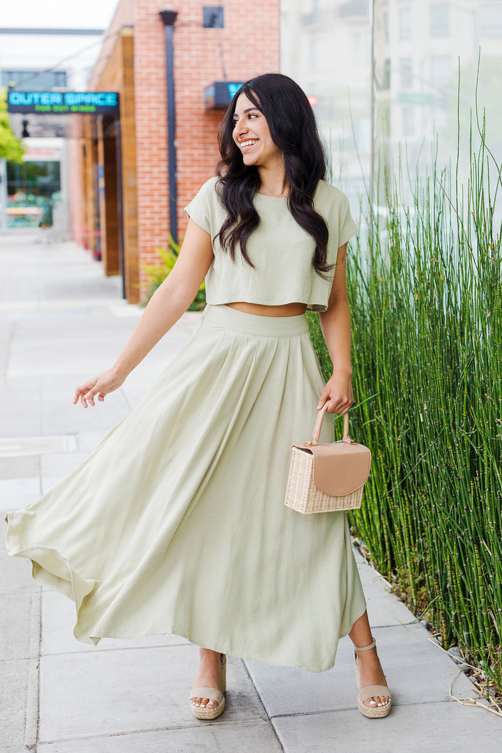 The Way Out West Linen Cropped Top