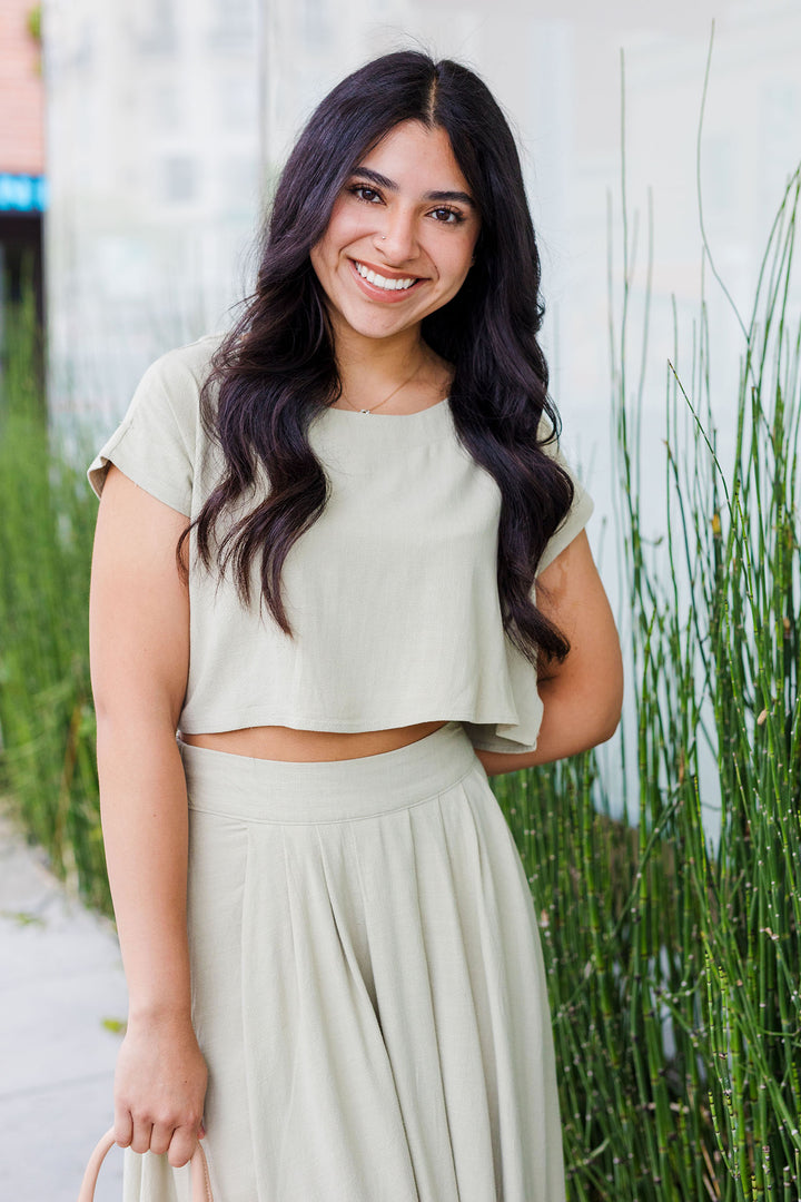 The Way Out West Linen Cropped Top
