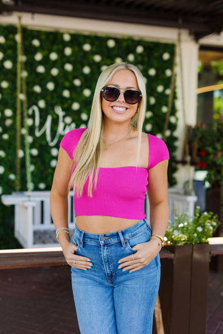 The Kira Cap Sleeve Ribbed Crop Top