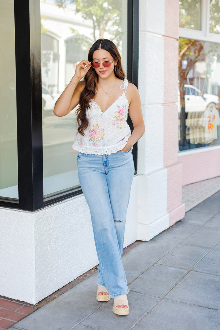 The Rosiest Garden Eyelet Flowy Top