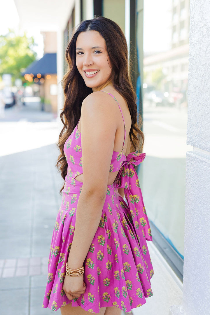 The Florida Keys Pink Drop Waist Mini Dress