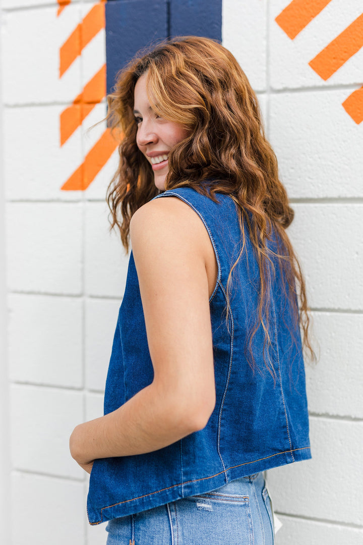 The Denim & Done Button-Up Vest