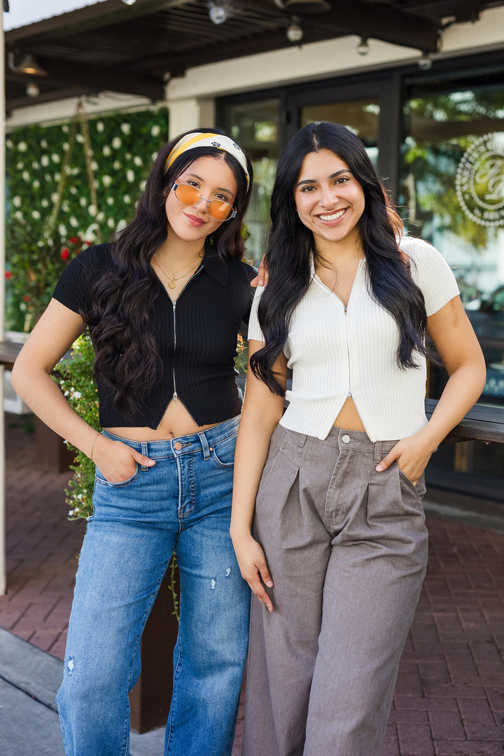 The Round 'Em Up Zip Front Top