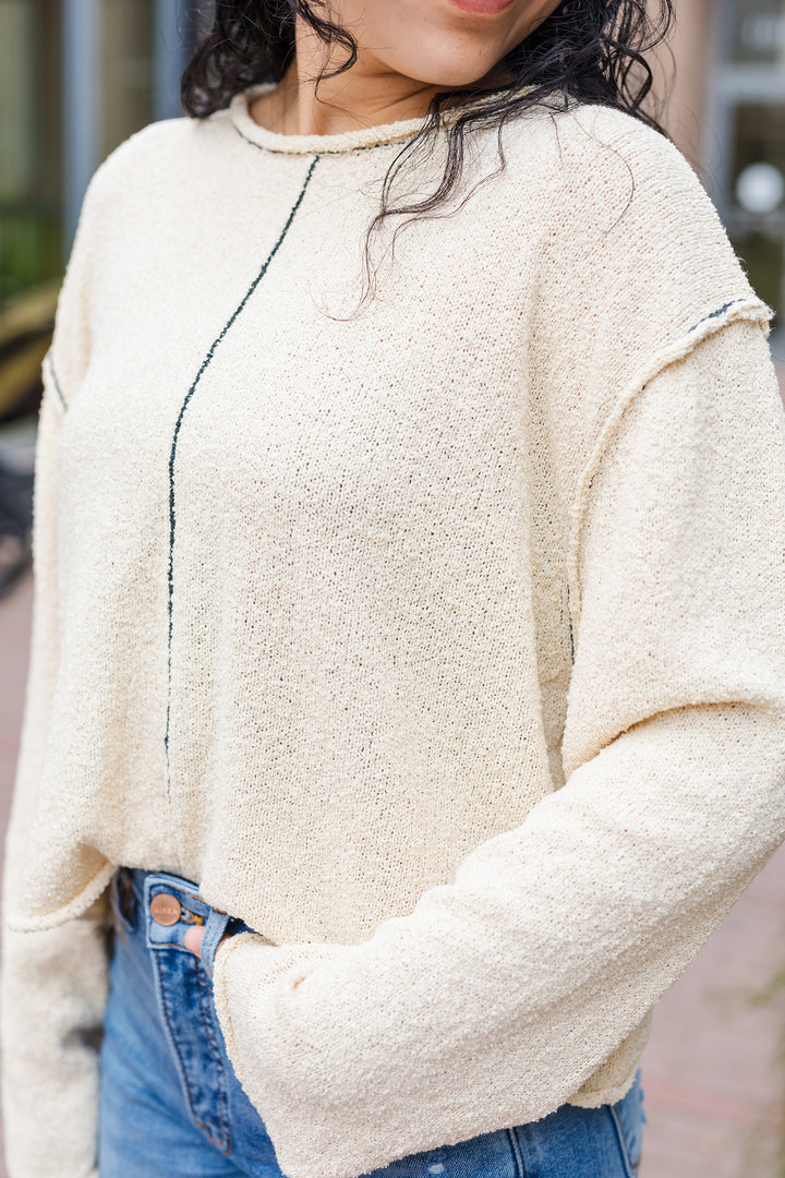 The Falling For You Soft Knit Contrast Stitch Sweater