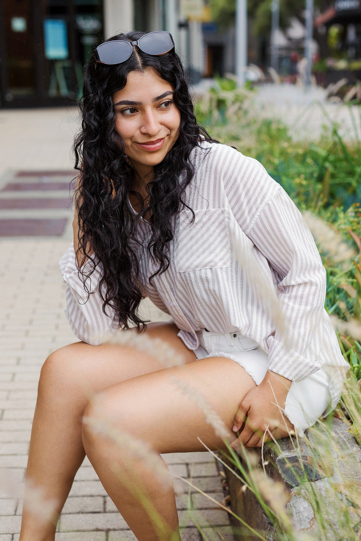 The Around The Way Striped Button Down Shirt