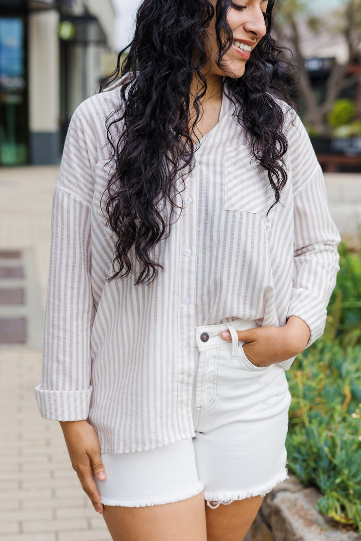 The Around The Way Striped Button Down Shirt