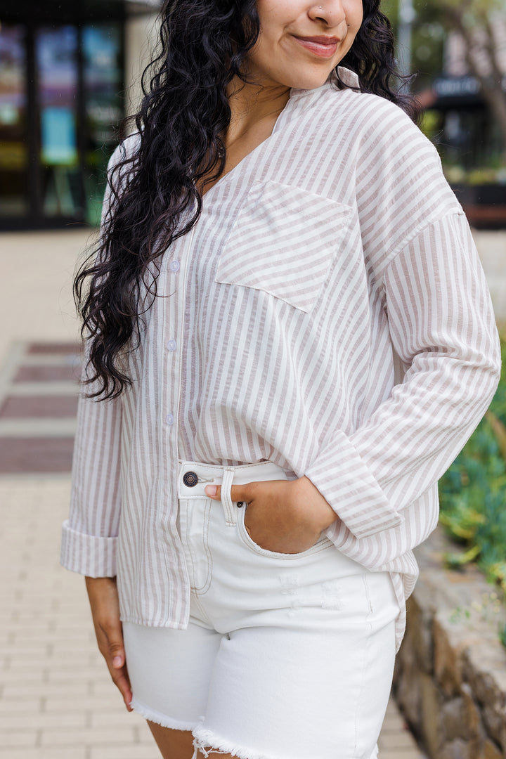 The Around The Way Striped Button Down Shirt