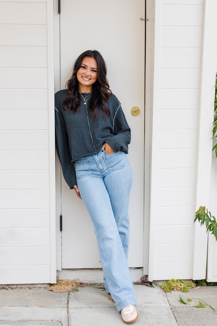 The Falling For You Soft Knit Contrast Stitch Sweater