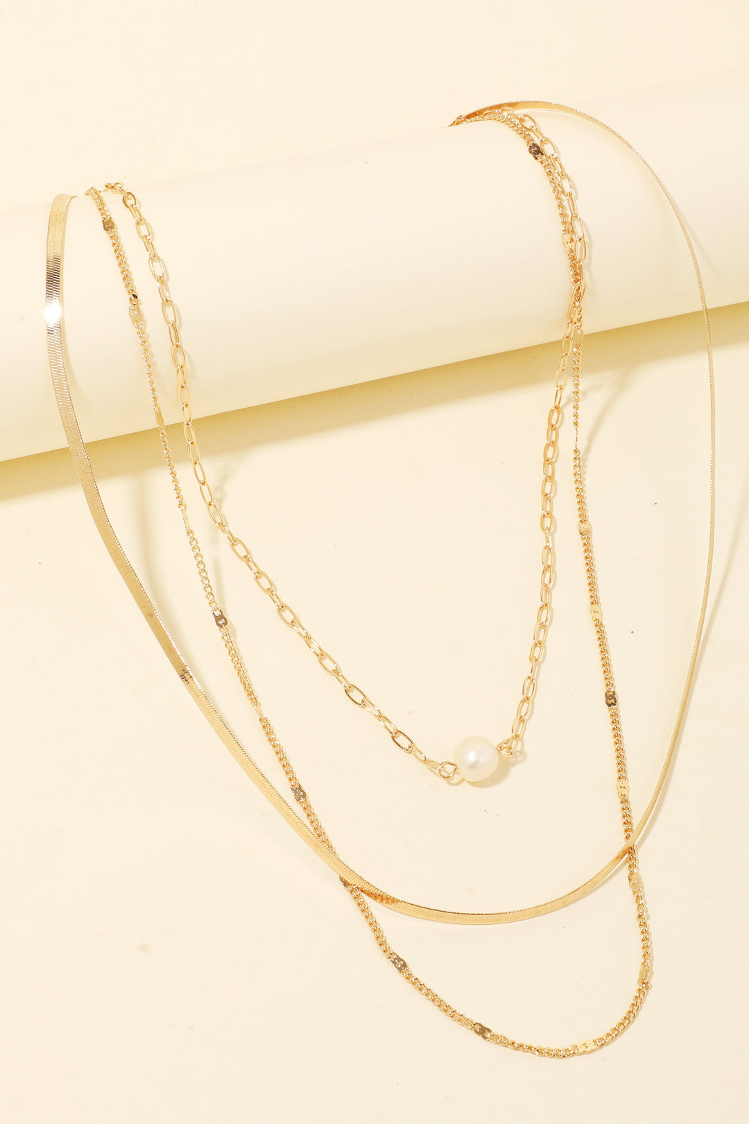 The Pearl Charm Layered Chains Necklace