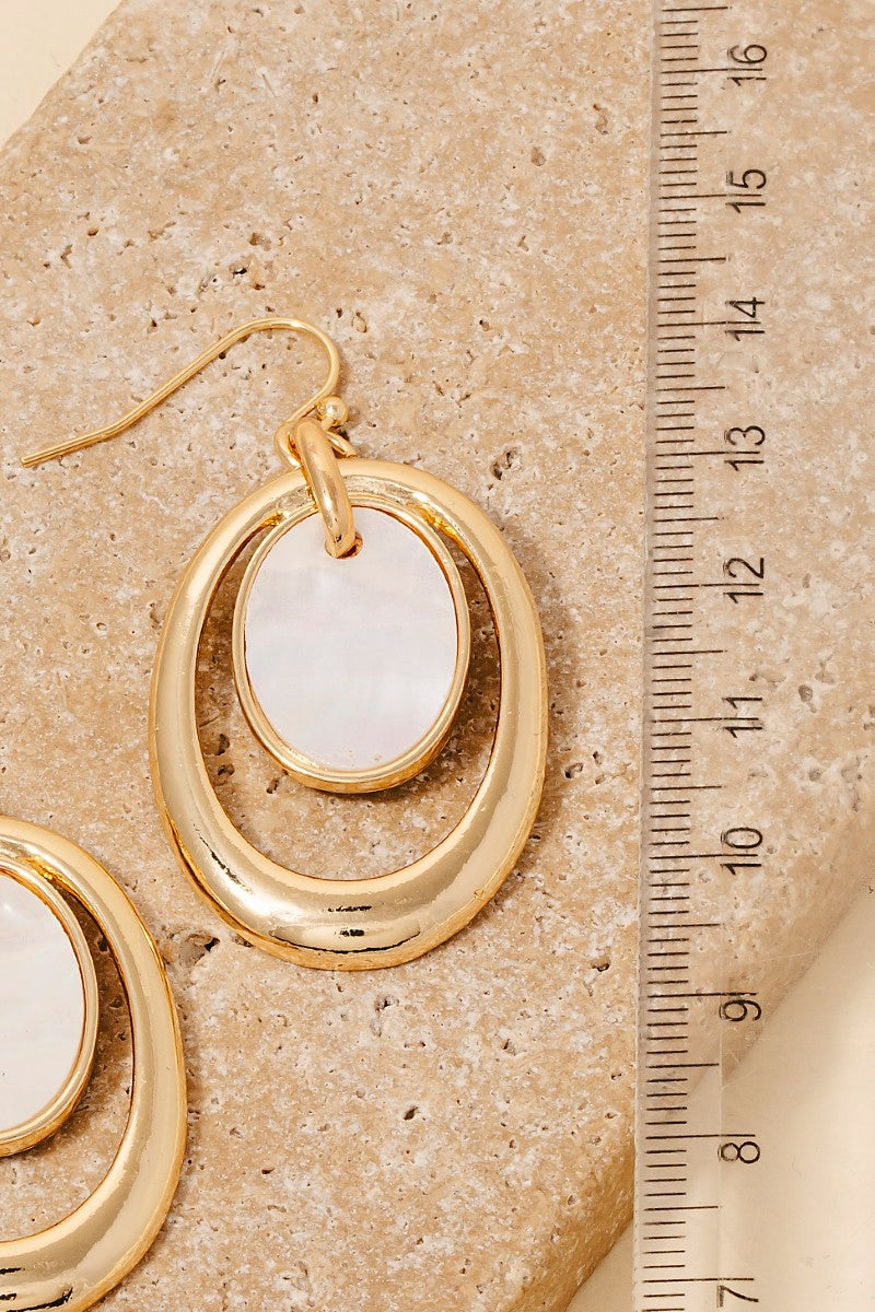 The Oval Mother Of Pearl Layered Dangle Earrings