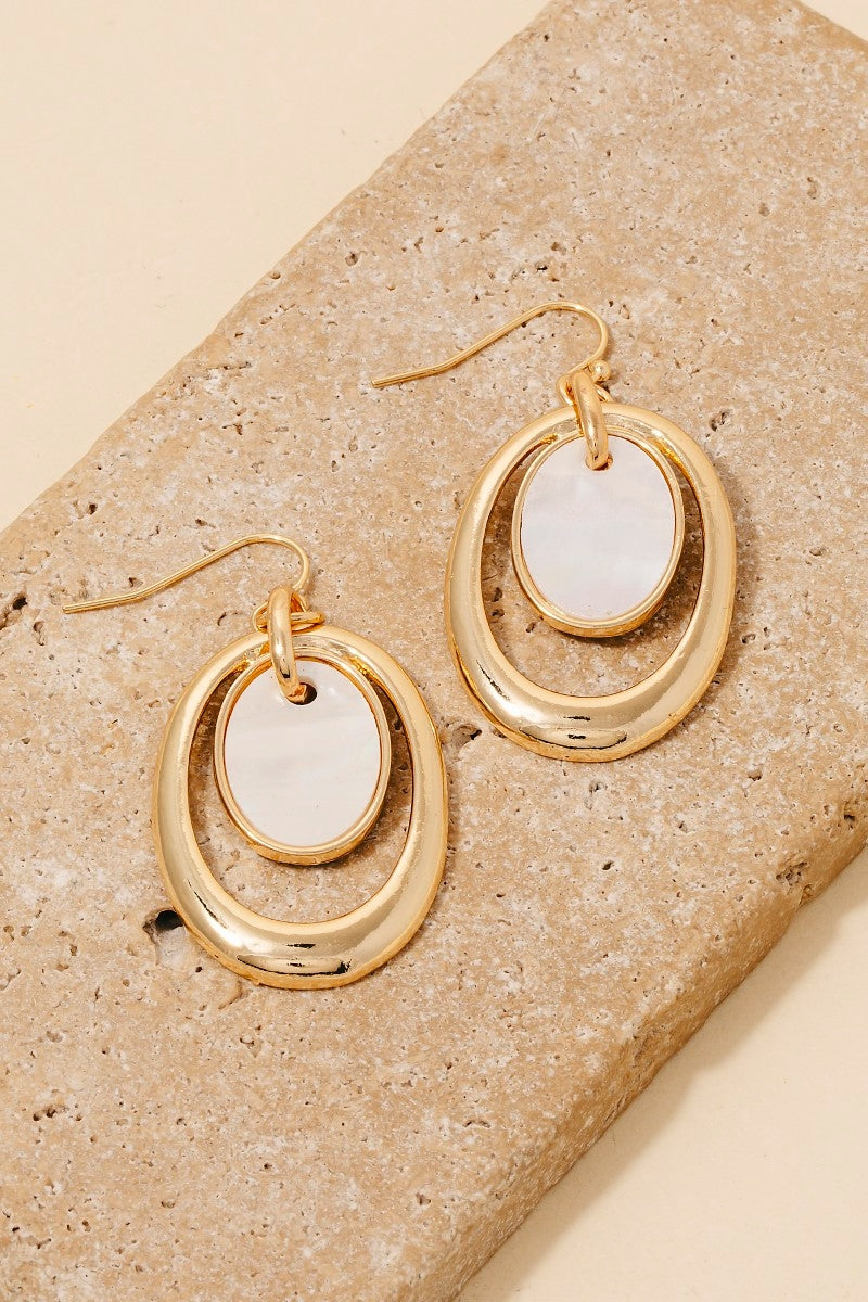 The Oval Mother Of Pearl Layered Dangle Earrings