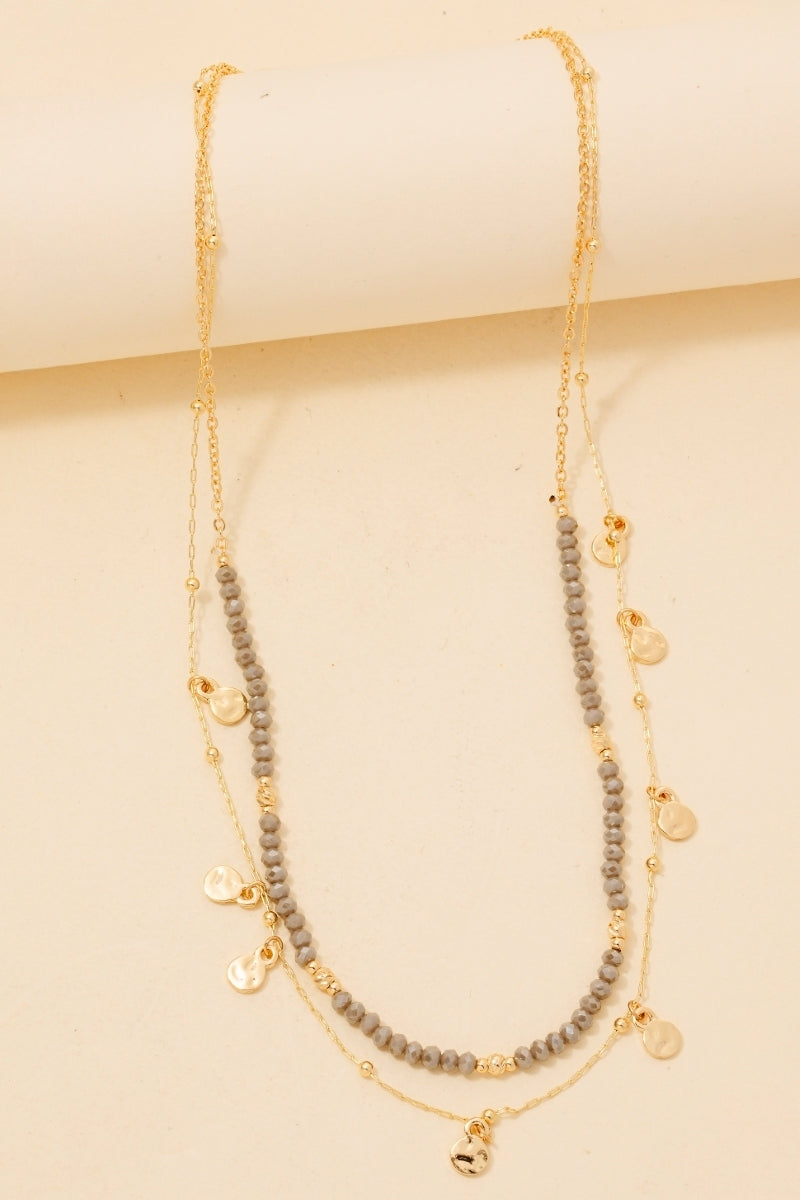 The Mini Hammered Coin Charms Beaded Necklace